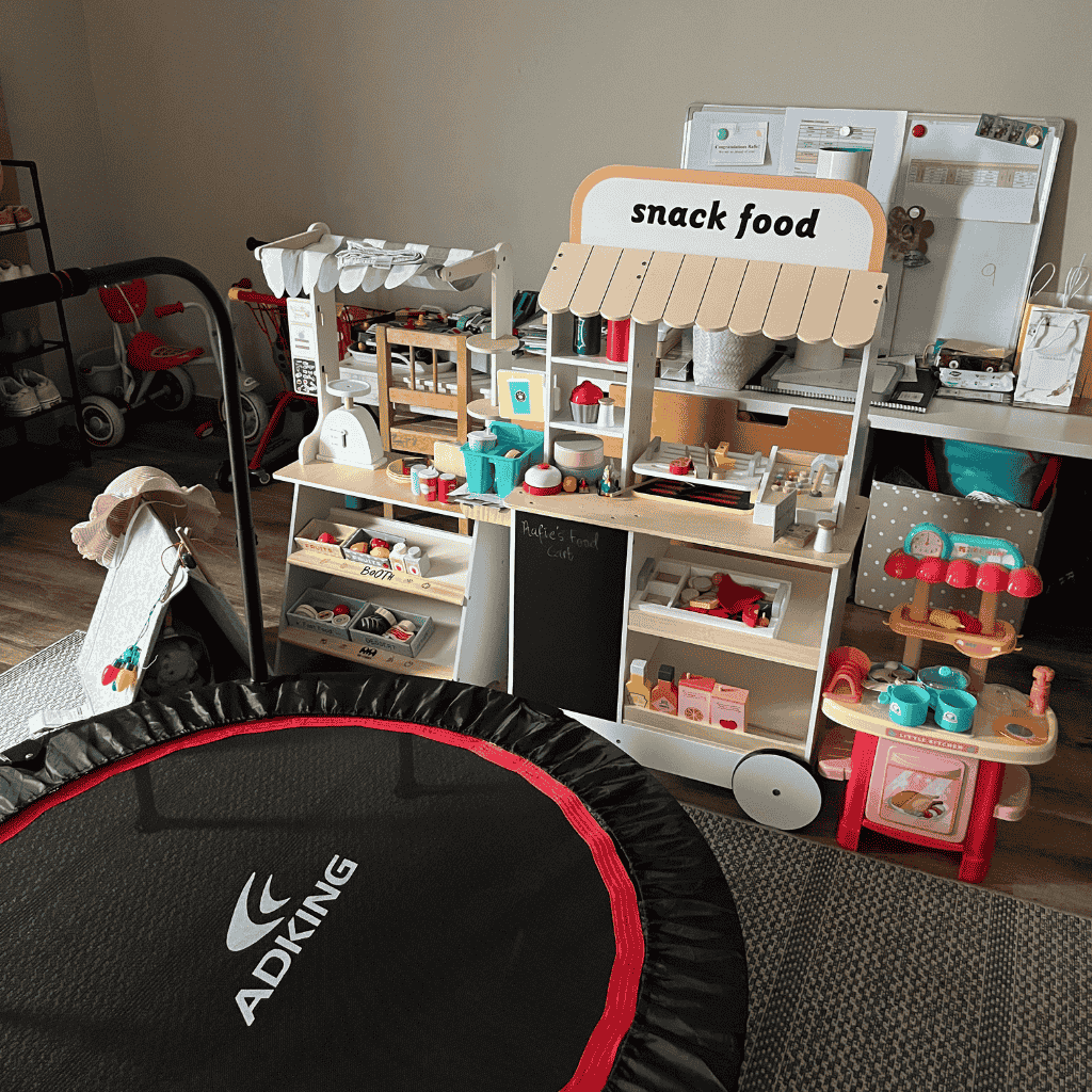 Rebounder mini trampoline at home used for over 40s fitness for busy moms as a low-impact workout tool