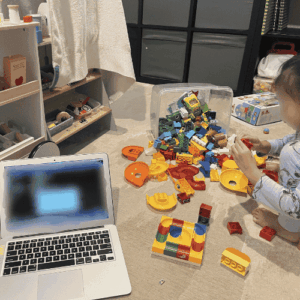 Rebuilding my website at 45 while working on a laptop beside my child playing with Lego blocks at home