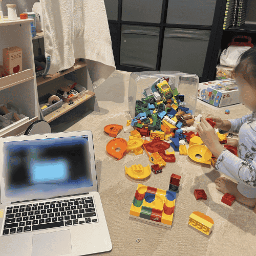 Rebuilding my website at 45 while working on a laptop beside my child playing with Lego blocks at home